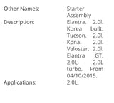 Starter Kia soul 14-21