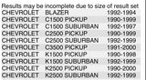 Foco delantero izq Chevrolet/Blazer/Suburban/Tahoe 88-00